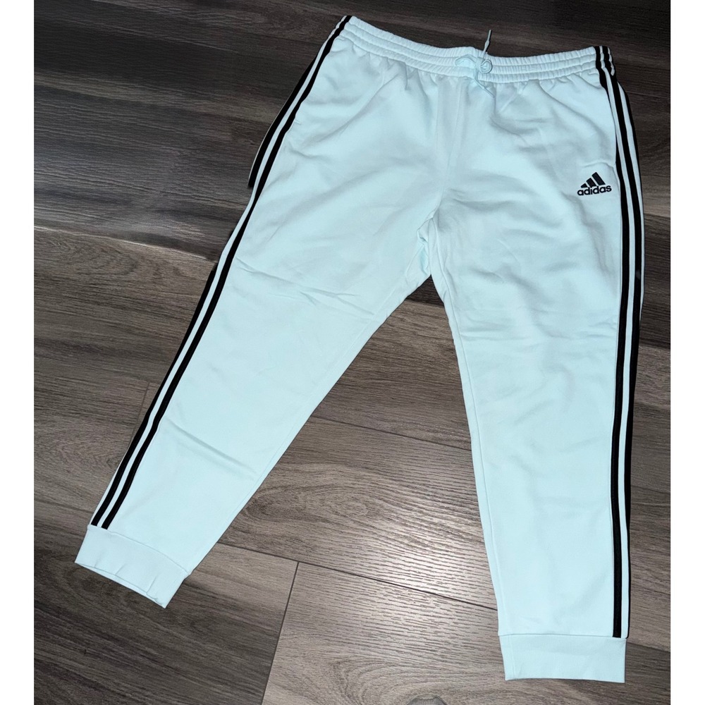 Adidas Essentials 3-Stripes Baby Blue Tapered Joggers Mens 2XL New